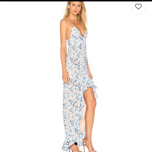 LOVERS + FRIENDS x REVOLVE AHAMANI ASYMMETRICAL GOWN IN BLUE MEADOW FLORAL XSMAL - Picture 3 of 16